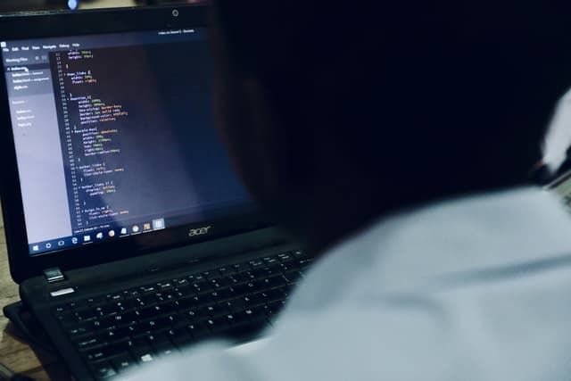 A developer writing code